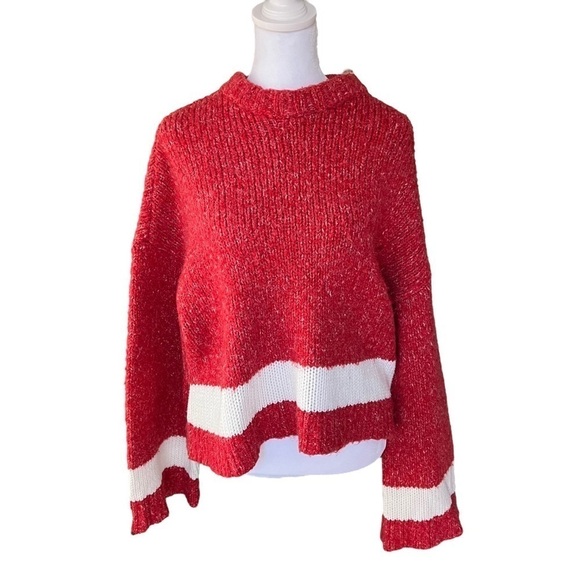 Lovers + Friends x Revolve - Kirkland Crew Sweater in Red & White Sz S - Picture 2 of 8